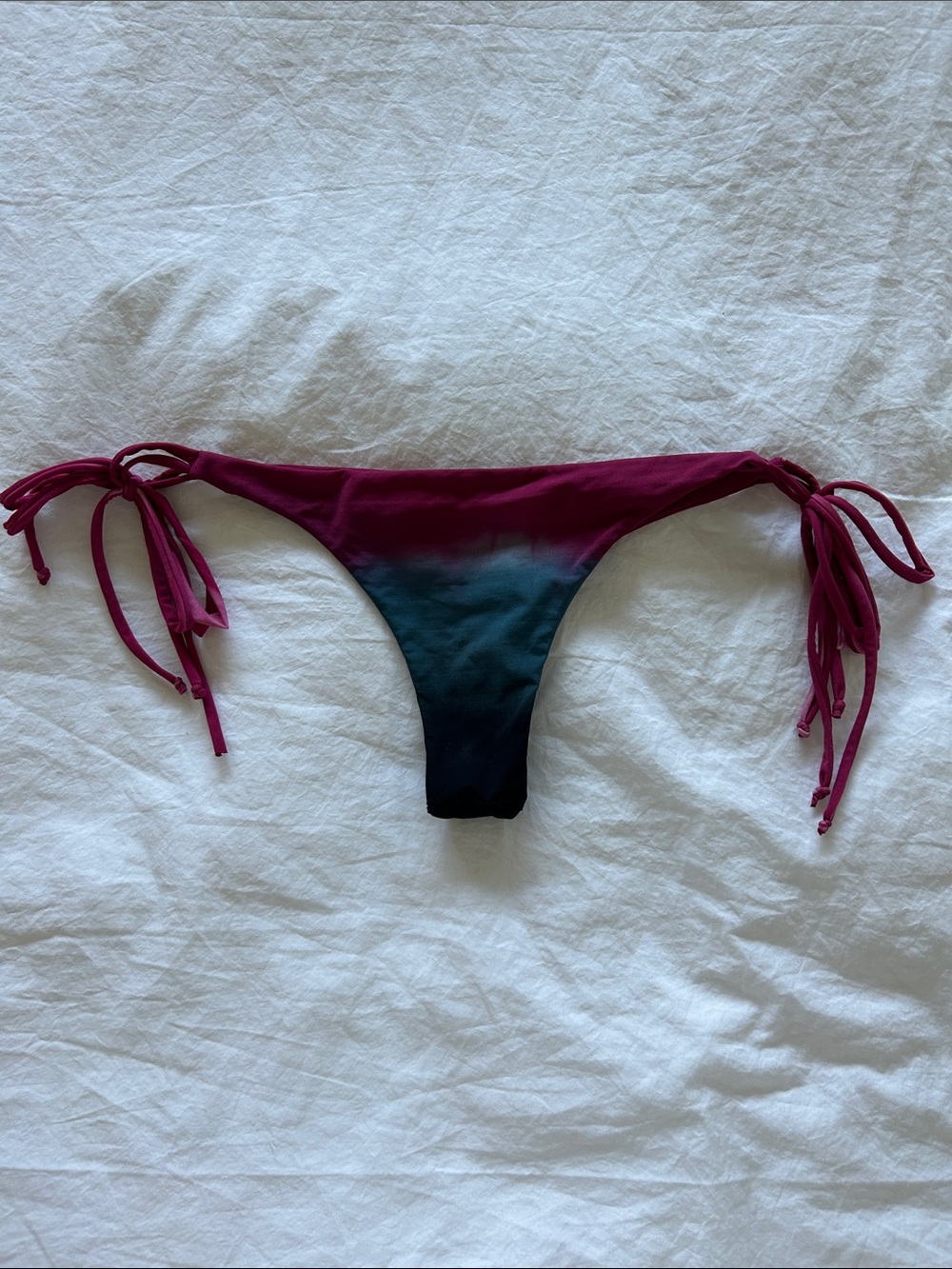 Entreaguas Tie-Side Ombre Thong Bikini Bottoms